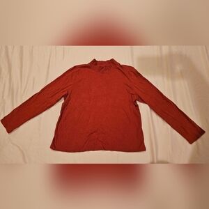 Burnt Orange Mock Neck Long Sleeve Women's Shirt